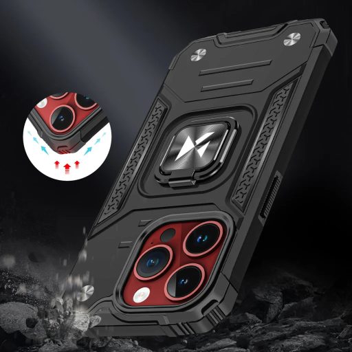  iPhone 14 Pro Max - RING ARMOR páncéltok, kihajtható támasszal - KÉK / FEKETE