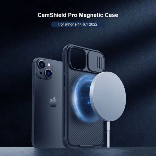 iPhone 14 Plus - Nillkin CamShield Pro, MagSafe kompatibilis tok, kék