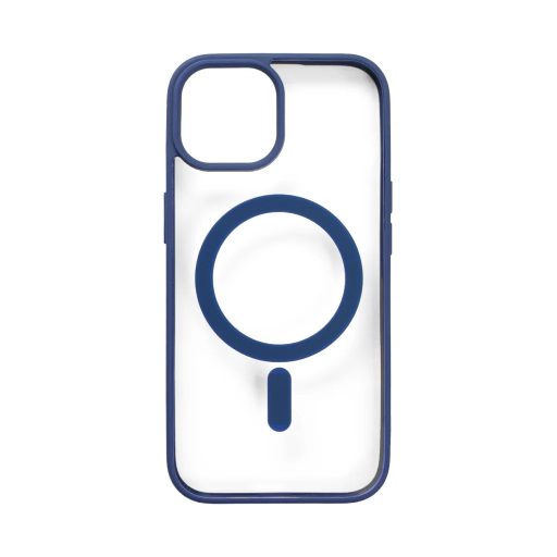 iPhone 15 Plus - Alphajack MagSafe kompatibilis TPU tok, átlátszó / sötétkék