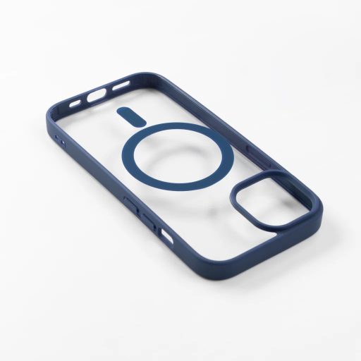 iPhone 15 Plus - Alphajack MagSafe kompatibilis TPU tok, átlátszó / sötétkék