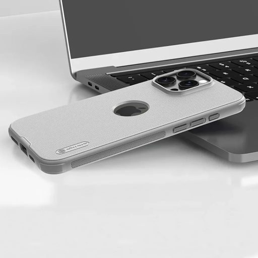iPhone 16 Pro Max - Nillkin Super Frosted Shield Pro tok, logó kivágás, titán szürke