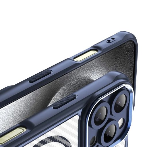 iPhone 16 Pro Max - Defender Carbon Mag ütésálló MagSafe kompatibilis tok, kék