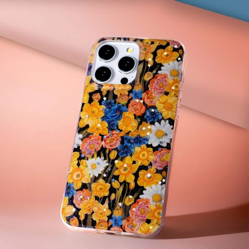 Samsung Galaxy A17 4G / 5G - Glow Glam mintás tok, narancssárga