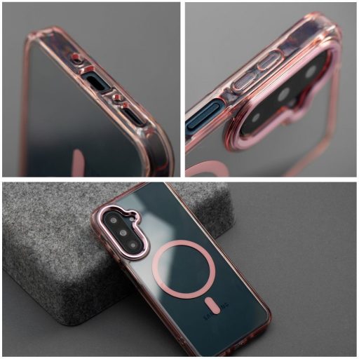 Samsung Galaxy A27 5G - FRAME CLEAR HYBRID MAG - kemény hátlap tok, MagSafe, rózsaszín