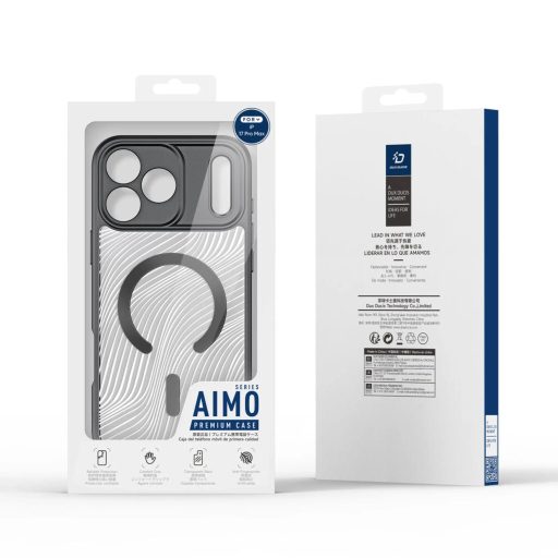 Apple iPhone 17 Pro - 18 Pro - DUX DUCIS AIMO MagSafe kompatibilis tok, átlátszó / fekete