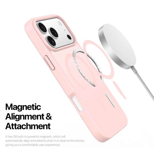 Apple iPhone 17 Pro - 18 Pro - DUX DUCIS YIND MagSafe kompatibilis tok, átlátszó / világos rózsaszín