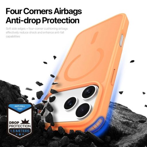Apple iPhone 17 Pro Max / 18 Pro Max - DUX DUCIS YIND MagSafe kompatibilis tok, átlátszó / narancssárga