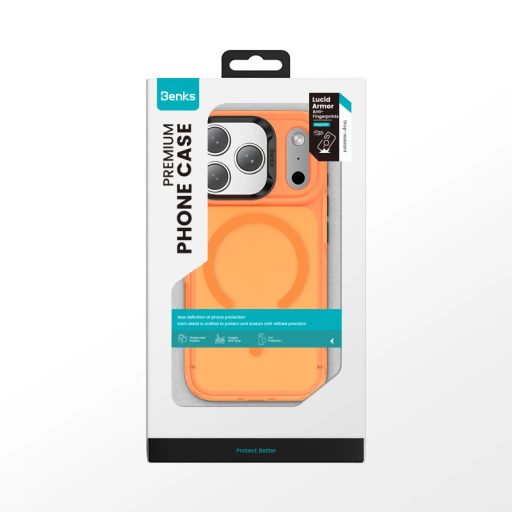 iPhone 17 Pro Max / 18 Pro Max - BENKS - Lucid Armor MagSafe kompatibilis tok, narancssárga