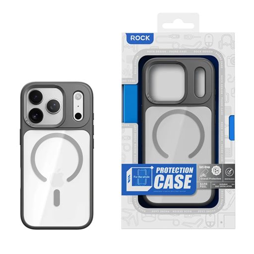 iPhone 17 Pro Max / 18 Pro Max - ROCK - GUARD Series, MagSafe kompatibilis tok, átlátszó / fekete