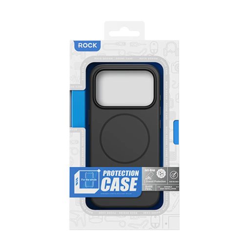 iPhone 17 Pro Max / 18 Pro Max - ROCK - Armor Matte Magnetic Series, MagSafe kompatibilis tok, fekete