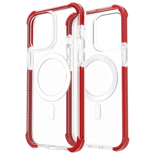 iPhone 14 - Alphajack - MagSafe kompatibilis hibrid tok, átlátszó / piros