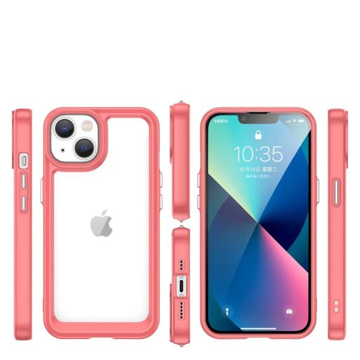 iPhone 14 - Outer Space tok, gél kerettel, piros