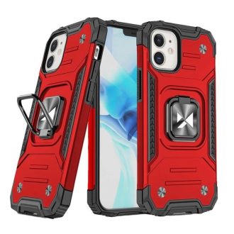    iPhone 14 - RING ARMOR páncéltok, mágneses, kihajtható gyűrűvel - Piros / Fekete