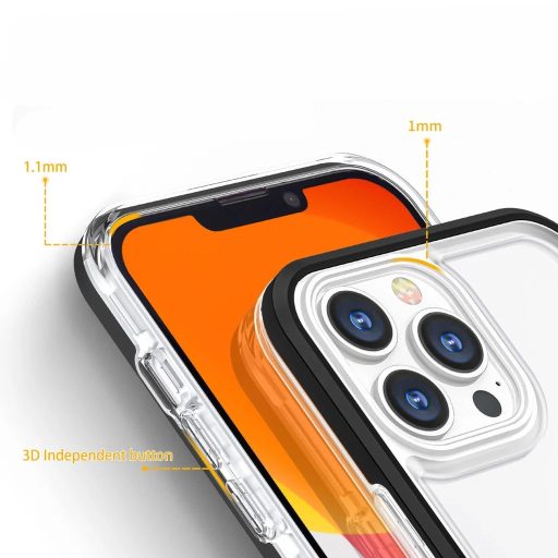 iPhone 14 - Hybrid Armor 3in1 fekete keretes átlátszó tok
