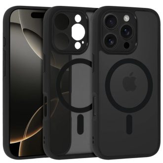   iPhone 15 Pro - FULL MATTE MAG kemény hátlap tok, MagSafe, fekete