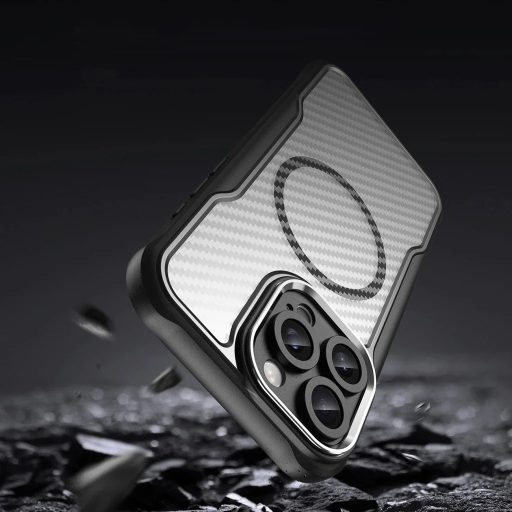 iPhone 16 Pro Max - Defender Carbon Mag ütésálló MagSafe kompatibilis tok, fekete