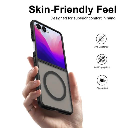 Samsung Galaxy Z Flip8 5G - Fan Dun sorozatú TPU PC MagSafe tok, matt fekete