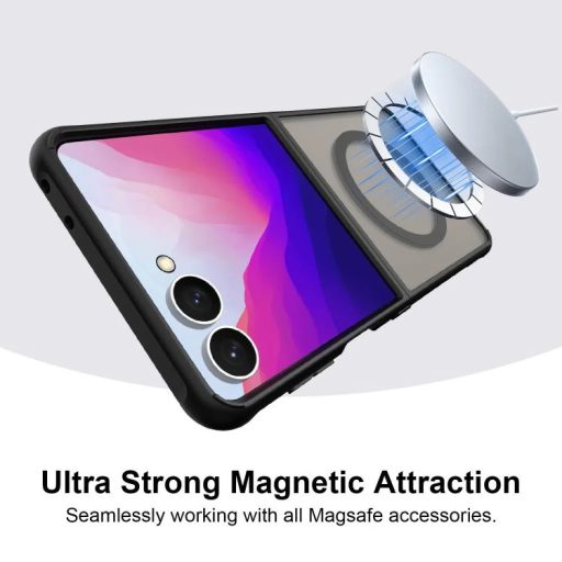 Samsung Galaxy Z Flip8 5G - Fan Dun sorozatú TPU PC MagSafe tok, matt fekete