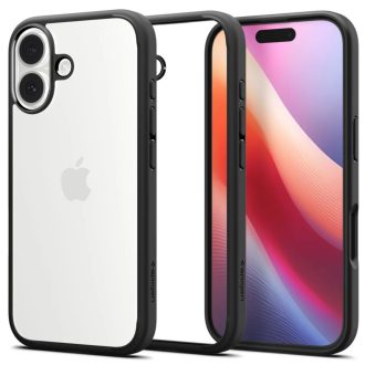   iPhone 17 - SPIGEN - Ultra Hybrid átlátszó tok, matt fekete kerettel