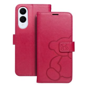   Samsung Galaxy A36 5G - MEZZO oldalra nyíló notesz tok, piros, maci mintával