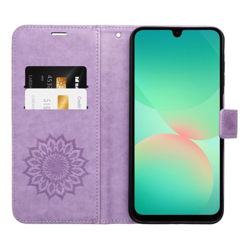 Xiaomi Redmi Note 15 Pro 5G MEZZO oldalra nyíló notesz tok, lila, mandala mintával