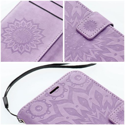 Xiaomi Redmi Note 15 Pro 5G MEZZO oldalra nyíló notesz tok, lila, mandala mintával