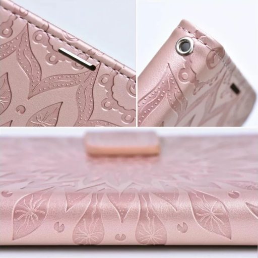 Xiaomi Redmi Note 15 Pro 5G MEZZO oldalra nyíló notesz tok, rózsaarany, mandala mintával