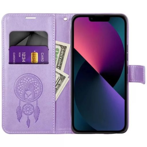 Samsung Galaxy A25 MEZZO oldalra nyíló notesz tok, lila, álomfogó mintával