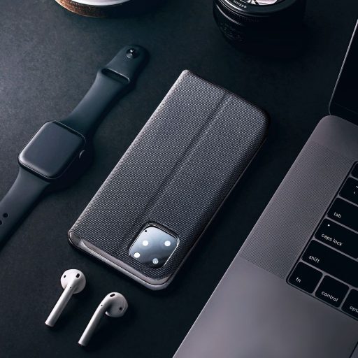 iPhone 15 Pro Max SENSITIVE oldalra nyíló notesz tok, fekete