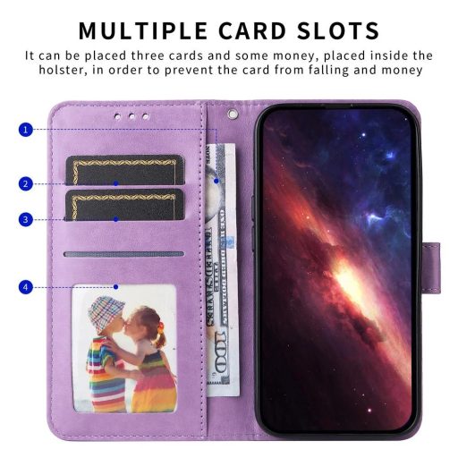 Honor 600 Lite - MEZZO 2.0 oldalra nyíló notesz tok, lila, napraforgó mintával