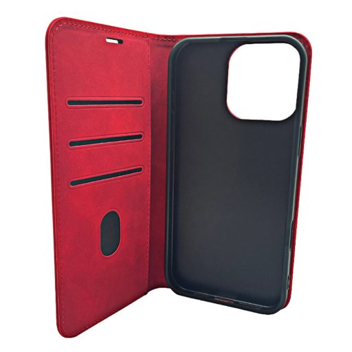Xiaomi Redmi 15C - SUEDE oldalra nyíló notesz tok, piros