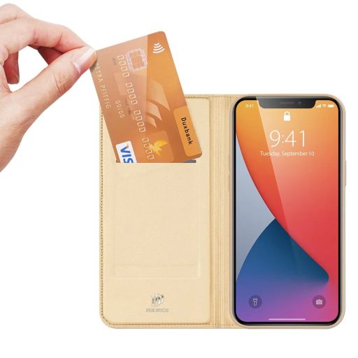 iPhone 14 Pro Max - Dux Ducis Skinpro - oldalra nyíló notesz tok, arany