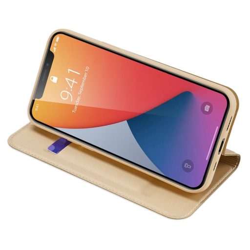 iPhone 14 Pro Max - Dux Ducis Skinpro - oldalra nyíló notesz tok, arany