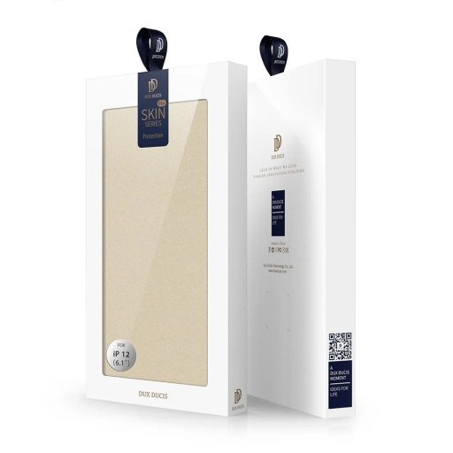 iPhone 14 Pro Max - Dux Ducis Skinpro - oldalra nyíló notesz tok, arany