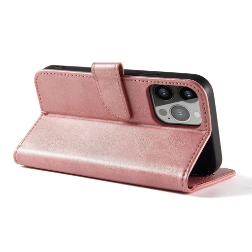 iPhone 15 Plus - ELEGÁNS oldalra nyíló notesz tok, rózsaszín