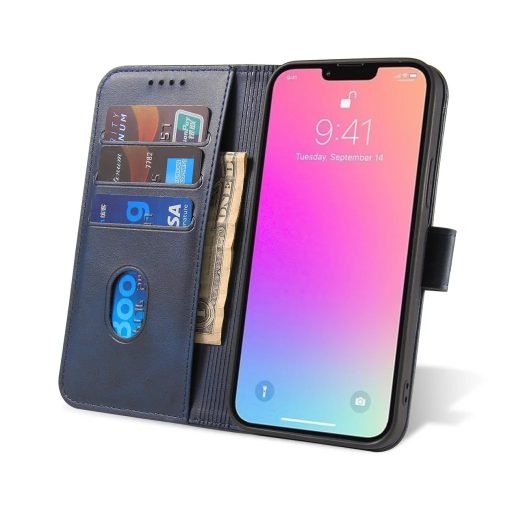 iPhone 15 Plus - ELEGÁNS oldalra nyíló notesz tok, kék