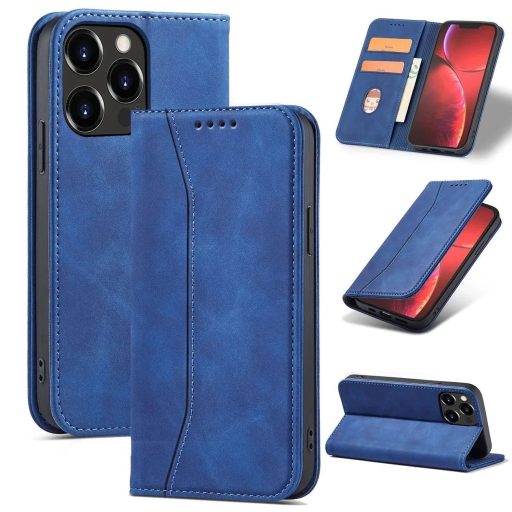 iPhone 14 - Magnet FANCY oldalra nyíló notesz tok, kék