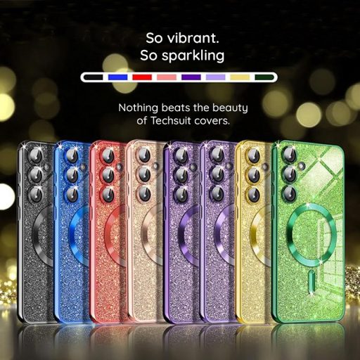 iPhone 17 6,3" Techsuit GLITTER MagSafe tok, rózsaarany