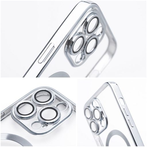 iPhone 13 ELECTRO MAG COVER MagSafe kompatibilis szilikon tok, ezüst