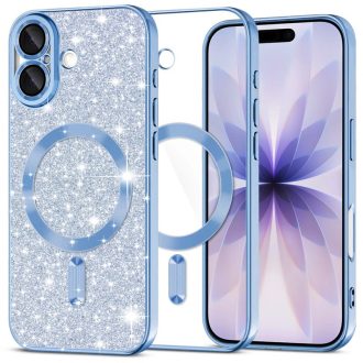 iPhone 15 Plus - GLITTER MagSafe tok, kék